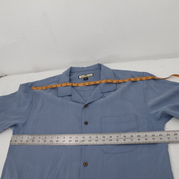 Tommy Bahama shirt Mens Large Harley Davidson Embroidered Silk Short Sleeve blue - Picture 15 of 15